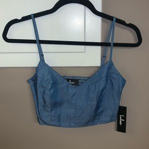 NWT Lulu’s Chambray Cropped Tank Top